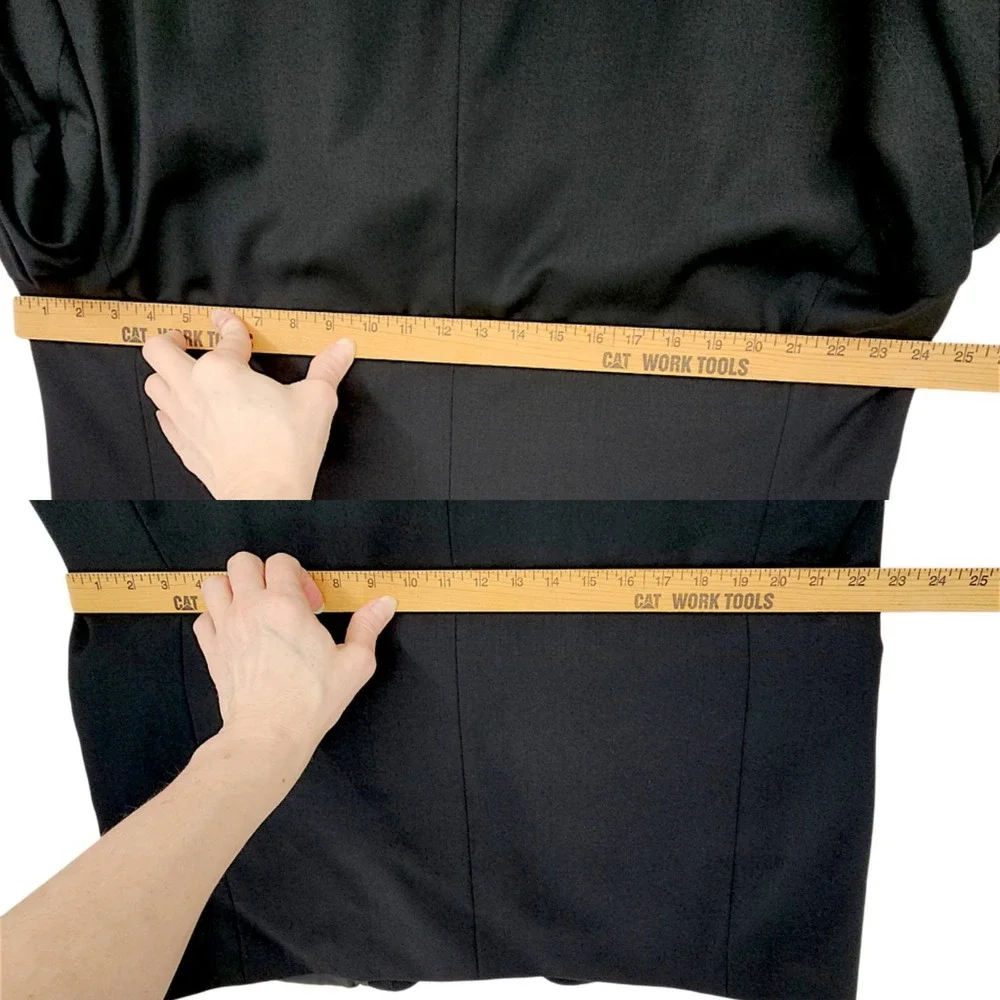 Claiborne Suit 44L 40x32 Men Black 2 pc Wool 3 Button Pleats Professional Formal